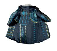 JHBTFQ Mantello Vichingo Lunghezza Media Inverno Imbottito Caldo Cappa con Cappuccio Accappatoio Stampa 3D Mitologia Nordica Faux Cashmere Giacca Unisex,Symbols Blue,S