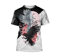 JHBTFQ Mito Norreno Maglietta Odino per Uomo Estate Ultra Sottile Asciugatura Rapida Poliestere Stampa Maniche Corte Regalo per Marito,Hugin Munin,5XL
