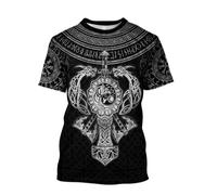 JHBTFQ Vichingo Maglietta da Uomo Odino Corvo Lupo Martello di Thor Stampa Nordico Estate Manica Corta Camicia Medievale Regalo,Mjölnir White,4XL