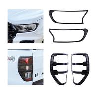 JHCHAN Couvercle de phare Coperchio fanale posteriore per faro per Ford Ranger Wildtrak Raptor T7 T8 2015-2022 XL XLT Tremor Limited Platinum MK2 MK3 Nero (Un set)