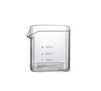 Jhdwu Brocca Graduata Quadrata con beccuccio Singolo, Tazza da Latte 90/120 ml, Bicchierini da caffè Espresso, Bicchierini da Shot, Tazze in Vetro borosilicato Trasparente di Alta qualità.