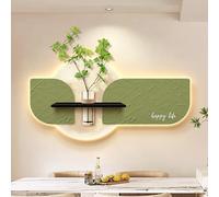 JHDXL Decorazione Murale 3D Con Luce LED, Decorazione Da Parete con Vaso, Quadro Moderno Da Appendere, Arte murale illuminata per Ingresso, Corridoio, Soggiorno(Green 2,60 * 30cm/24 * 12in)