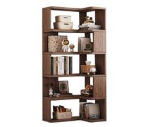 JHDXL Libreria angolare, libreria alta, Moderna Torre Verticale per Libri, Scaffale Porta Libri Salvaspazio a 5/6/7 Ripiani, per uso domestico e in ufficio(Brown,90x50x159cm/35x20x62in)