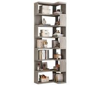 JHDXL Libreria angolare, libreria alta, Moderna Torre Verticale per Libri, Scaffale Porta Libri Salvaspazio a 5/6/7 Ripiani, per uso domestico e in ufficio(Grey,60x60x222cm/24x24x87in)