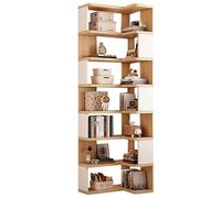 JHDXL Libreria angolare, libreria alta, Moderna Torre Verticale per Libri, Scaffale Porta Libri Salvaspazio a 5/6/7 Ripiani, per uso domestico e in ufficio(White,60x60x222cm/24x24x87in)
