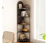 JHDXL Libreria angolare, libreria alta, Torre per Libri con Dorso in Metallo, Scaffale Portaoggetti Multiuso, per Soggiorno Studio Ufficio Camera da Letto(Black)