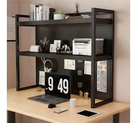 JHDXL Scaffale da Scrivania con Ripiani Regolabili in Altezza, Organizzatore Aperto per Desktop, Libreria Multiuso in Metallo da Appoggio, per Soggiorno Studio(Black,100 * 60cm/39.4 * 23.6in)