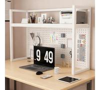 JHDXL Scaffale da Scrivania con Ripiani Regolabili in Altezza, Organizzatore Aperto per Desktop, Libreria Multiuso in Metallo da Appoggio, per Soggiorno Studio(White,82 * 60cm/32.3 * 23.6in)