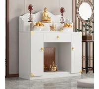 JHDXL Tavolo da Altare Buddista, Altare da Meditazione con Contenitore, Armadio Buddista for Preghiere con Mensola, Perfetto per Esporre Barattoli, Piante e Libri(White,108cm/42.5in)