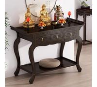 JHDXL Tavolo da altare in bambù con cassetto per meditazione, Tavolo da tè buddista per lo spazio spi, Tavolo da meditazione per preghiere, divinazione e culto(140 * 33cm/55.1 * 13in)