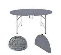 JHDXL Tavolo Pieghevole Rotondo, Tavolo Pieghevole in Plastica con Piano in HDPE, per Giardino Cucina Picnic Campeggio Tavolino Pieghevole per Feste Balcone Terrazza(Grey,135cm/53in)
