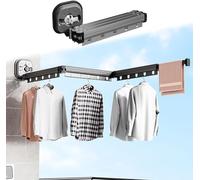 JHDZ Hemerch Stendibiancheria Retrattile, Appendiabiti Retrattile a Parete, Stendibiancheria a Ventosa, Stendibiancheria Portatile per Organizzatori Domestici,3 Folding Black