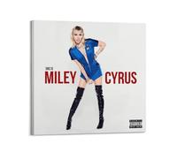 JHFQ Poster su tela di Miley Cyrus, con album musicali e film, pittura decorativa per soggiorno e camera da letto, 50 x 50 cm, con cornice