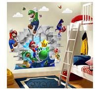 JHFVB 3D Cartoon Super Mario Art Stickers murali Adesivi Decalcomanie per Bambini Decorazione della Camera Staccabile