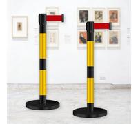 JHIAADEY Barriera A Nastro Retrattile,Colonnine Segnapercorso,Paletti Delimitazione Nastro,Sistemi Di Gestione E Gestione Code Della Folla,Adatti For Concerti,Mostre(Black+Yellow,5M/16.4FT)