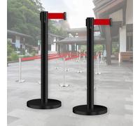 JHIAADEY Barriera A Nastro Retrattile,Transenne Eliminacode Separacode,Le Aree Di Controllo Della Folla Gestiscono Efficacemente Il Flusso Pedonale E Sono Adatte For Aeroporti(Black,5M/16.4FT)