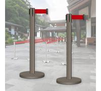 JHIAADEY Barriera A Nastro Retrattile,Transenne Eliminacode Separacode,Le Aree Di Controllo Della Folla Gestiscono Efficacemente Il Flusso Pedonale E Sono Adatte For Aeroporti(Coffee,2M/6.5FT)