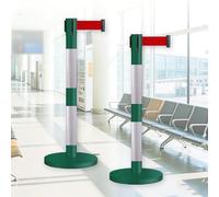 JHIAADEY Paletti Delimitazione,Transenne Eliminacode Separacode,La Divisione Delle Aree Di Coda For Controllare Il Flusso Della Folla è Adatta For Aeroporti,Mostre,Eventi(Green+White,2M/6.5FT)