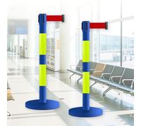 JHIAADEY Paletti Delimitazione,Transenne Eliminacode Separacode,La Divisione Delle Aree Di Coda For Controllare Il Flusso Della Folla è Adatta For Aeroporti,Mostre,Eventi(Blue+Light Green,3M/9.8FT)