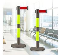 JHIAADEY Paletti Delimitazione,Transenne Eliminacode Separacode,La Divisione Delle Aree Di Coda For Controllare Il Flusso Della Folla è Adatta For Aeroporti,Mostre,Eventi(Coffee+Light Green,3M/9.8FT)