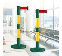 JHIAADEY Paletti Delimitazione,Transenne Eliminacode Separacode,La Divisione Delle Aree Di Coda For Controllare Il Flusso Della Folla è Adatta For Aeroporti,Mostre,Eventi(Green+Yellow,2M/6.5FT)