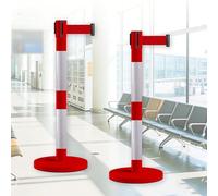 JHIAADEY Paletti Delimitazione,Transenne Eliminacode Separacode,La Divisione Delle Aree Di Coda For Controllare Il Flusso Della Folla è Adatta For Aeroporti,Mostre,Eventi(Red+White,5M/16.4FT)