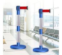 JHIAADEY Paletti Delimitazione,Transenne Eliminacode Separacode,La Divisione Delle Aree Di Coda For Controllare Il Flusso Della Folla è Adatta For Aeroporti,Mostre,Eventi(Blue+White,5M/16.4FT)