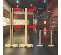 JHIAADEY Paletti Di Delimitazione,Barriera Per Il Controllo Della Folla,Set In Due Pezzi Con Connettori A Quattro Vie,Ideale For La Gestione Dei Visitatori In Saloni Ed Esposizioni(Gold,5M/16.4FT)