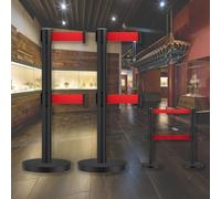 JHIAADEY Paletti Di Delimitazione,Barriera Per Il Controllo Della Folla,Set In Due Pezzi Con Connettori A Quattro Vie,Ideale For La Gestione Dei Visitatori In Saloni Ed Esposizioni(Black,2M/6.5FT)