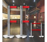 JHIAADEY Paletti Di Delimitazione,Barriera Per Il Controllo Della Folla,Set In Due Pezzi Con Connettori A Quattro Vie,Ideale For La Gestione Dei Visitatori In Saloni Ed Esposizioni(Silver,3M/9.8FT)