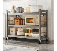 JHIAADEY Scaffale Metallo Cucina,Mobiletto Cucina Microonde,Scaffale Dispensa,Design Indipendente Con Ruote, Adatto A Cucine, Ristoranti, Case E Magazzini(Gray,50 * 41 * 85CM/19.7 * 16 * 33IN)
