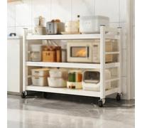 JHIAADEY Scaffale Metallo Cucina,Mobiletto Cucina Microonde,Scaffale Dispensa,Design Indipendente Con Ruote, Adatto A Cucine, Ristoranti, Case E Magazzini(White,50 * 41 * 85CM/19.7 * 16 * 33IN)