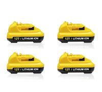 JHKJ Batteria Ricaricabile da 12V, Confezione da 2/4, utensile Elettrico per Trapano Manuale da 12V, 1500mAh, 2000mAh, 2500mAh, Batteria per utensile Senza Fili sostituisce DCB-120,12v2000mah 4pack