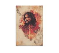 JHKJTK Album fotografico moderno per famiglia, decorazione artistica da parete per bagno, arte geometrica cristiana, con Gesù e croce, immagini su tela, 50 x 75 cm