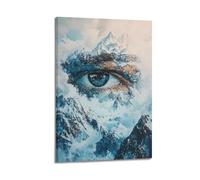 JHKJTK Album fotografico moderno per famiglia, decorazione artistica da parete per bagno, paesaggio surrealista, con occhio, accattivante immagine su tela con montagna e occhi, 30 x 45 cm