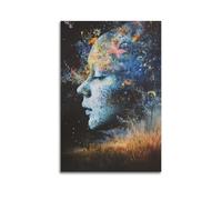 JHKJTK Album fotografico moderno per famiglia, decorazione artistica da parete per il bagno, poster con profilo umano surrealista, con elementi colorati e scena della natura, opere d'arte su tela, 60