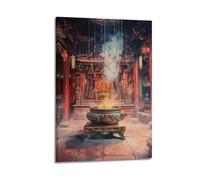 JHKJTK Moderno album fotografico di famiglia, decorazione artistica da parete per bagno, poster artistico buddista con incenso, attrazione spirituale fervente, opera d'arte 50 x 75 cm