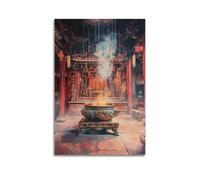 JHKJTK Moderno album fotografico di famiglia, decorazione artistica da parete per bagno, poster artistico buddista con incenso, attrazione spirituale fervente, opera d'arte 50 x 75 cm