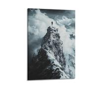 JHKJTK Stampa artistica da parete su tela con immagine di un uomo in piedi sulla cima della montagna, 50 x 75 cm