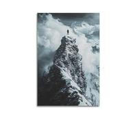 JHKJTK Stampa artistica da parete su tela con immagine di un uomo in piedi sulla cima della montagna, 60 x 90 cm