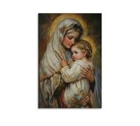 JHKJTK Stampa artistica da parete su tela minimalista con la Madonna e il bambino, rappresentazione classica e serena, decorazione moderna per la camera da letto, senza cornice, 40 x 60 cm