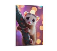 JHKJTK Stampa artistica da parete su tela, motivo: animali ad acquerello, adorabile furetto aggrappato al ramo, 50 x 75 cm