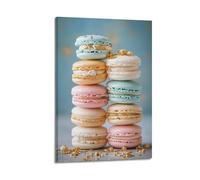 JHKJTK Stampa artistica da parete su tela, motivo: macarons con fiocchi dorati, 30 x 45 cm, stile minimalista