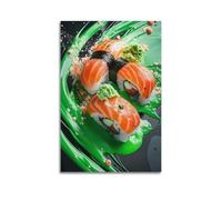 JHKJTK Stampa artistica da parete su tela, motivo: sushi con avocado e salsa verde, 40 x 60 cm