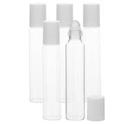 JHKNNK 5 Pezzi Bottiglia Rullo per Olio Essenziale 20ml in Vetro Bianco | Ricaricabile, Anti Perdita e Portatile, per Cura Quotidiana del Contorno Occhi e Dosaggio Liquido