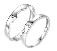 JHKNNK Anello Coppia Sole Inciso Regolabile Aperto Argento Rame | 1 Paio, Design Aperto Regolabile, Stile Carino e Luminoso, per Fidanzata e Coppie