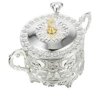 JHKNNK Barattolo per Condimenti Cucchiaio e Coperchio in Argento Antico, Contenitore per Spezie da Tavolo per Cucina e Bar Vintage