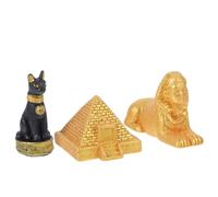JHKNNK Giocattoli Antico Egitto Set 3 Pezzi in Resina Piramide, Sfinge e Statuetta Bastet per Decorazione Casa delle Bambole