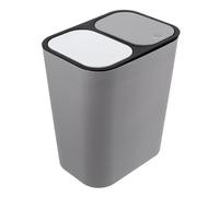 JHKNNK Pattumiera Differenziata 15L Doppio Bidone da Cucina Coperchio, Contenitori Separati per Rifiuti Organici e Plastica, Design Salvaspazio, Facile da Pulire, Grigio