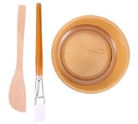 JHKNNK Set 3 Pezzi Ciotola per Maschera Viso Fai da Te in Legno, Spatola e Pennello per Miscelare Maschere di Bellezza, Utensili Portatili per Cura della Pelle e Applicazione Maschere